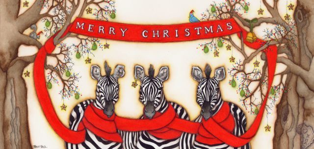 Joulukortti 5kpl, seepra