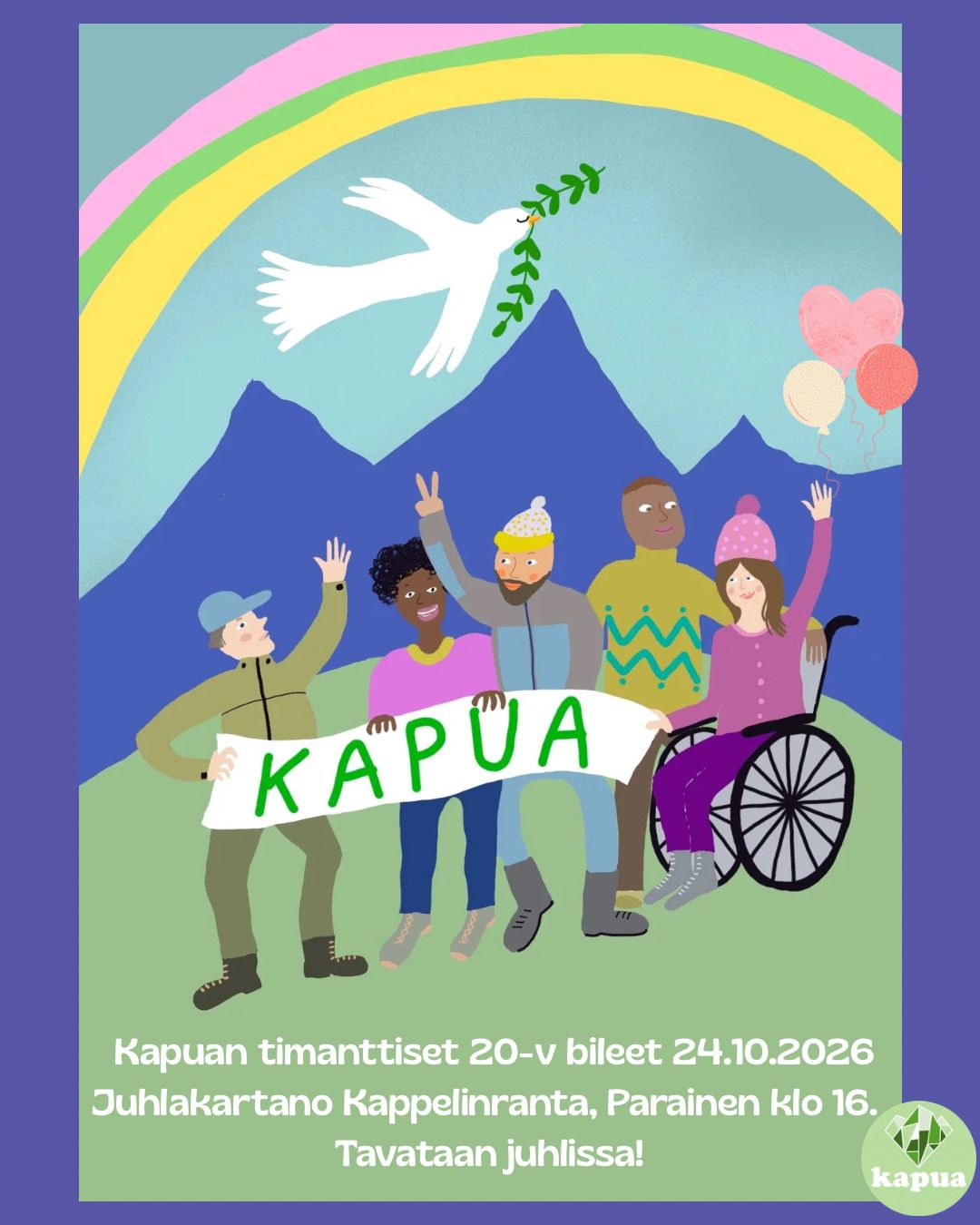 Kapua 20v juhla - illalliskortti